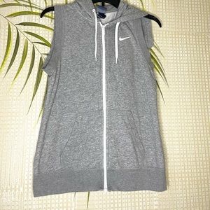 NIKE Heather Gray Full-Zip hoodie vest with White SWOOSH logo Size S/P